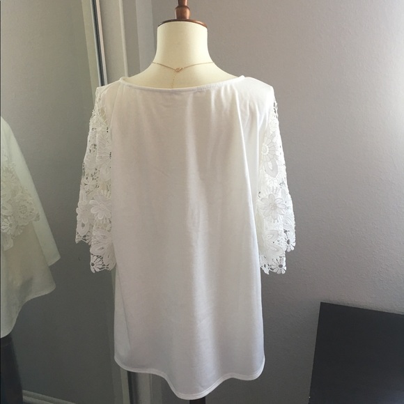 Astrid White Lace Sleeve Top - Picture 5 of 6